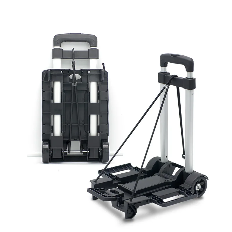 Miniature Luggage Car Folding Handcart Household Aluminum Alloy Pull Rod Portable