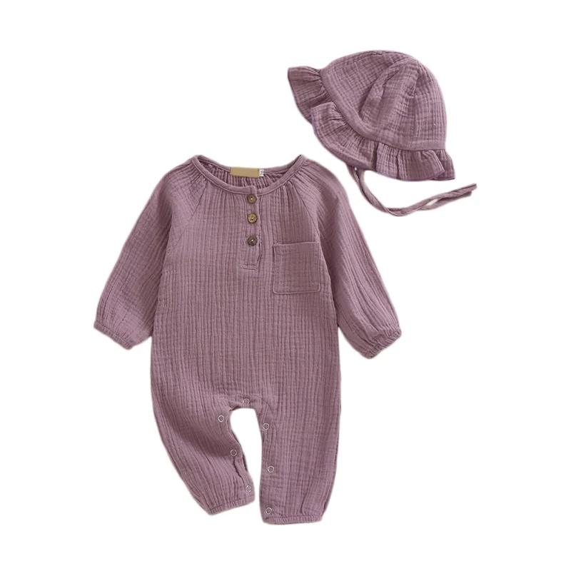

Baby Spring Autumn Clothing Newborn Baby Girl Boy Ribbed Clothes Knitted Cotton Romper Jumpsuit Solid 2PCS Outfits