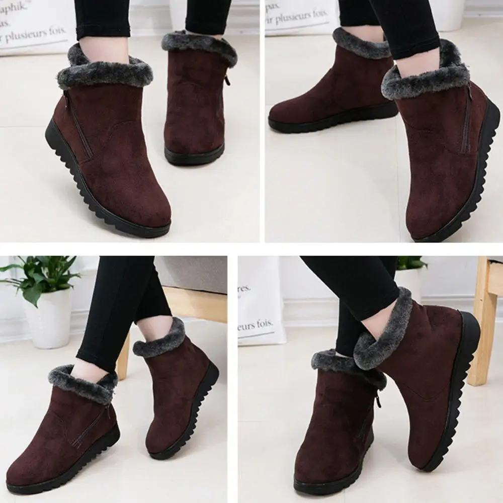 Зимние ботинки Женские зимние теплые на меху Модные замшевые ботильоны