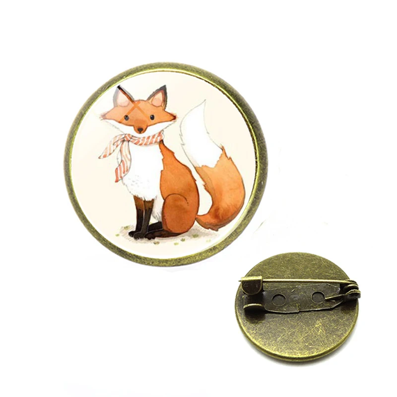 Классический стиль Винтажная брошь Лисичка булавки Ювелирное стекло лесное