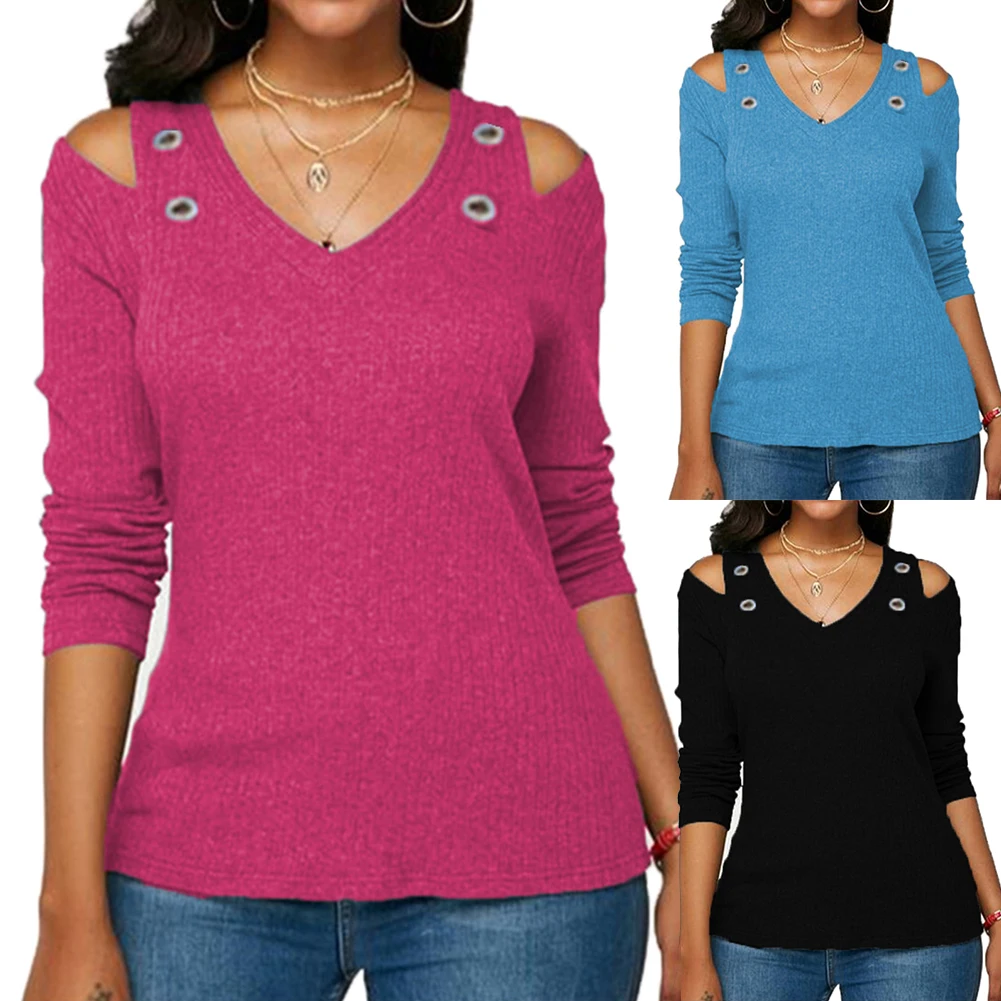 Женская Повседневная Блузка однотонная блузка с круглым вырезом и длинными