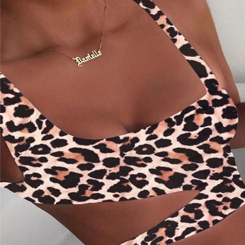 

Sexy Bikini Set Leopard Swimwear Women 2021 Swimsuits Push Up Biquini Printed Bikini Buckle Front Beach Wear Traje De Bao Mujer