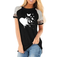 heart butterflies print t shirts women summer graphic tees casual aesthetic clothes women striped leopard tee tops