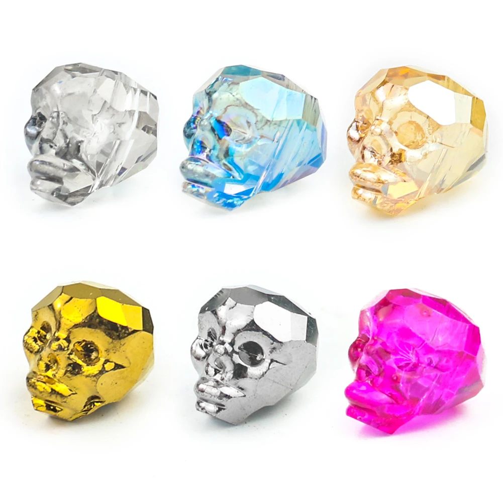 

5PCS Skull Crystal Beads Faceted Glass Loose Spacer Charms Bead for Jewelry Findings Making Accessories Handmade DIY Bracelet