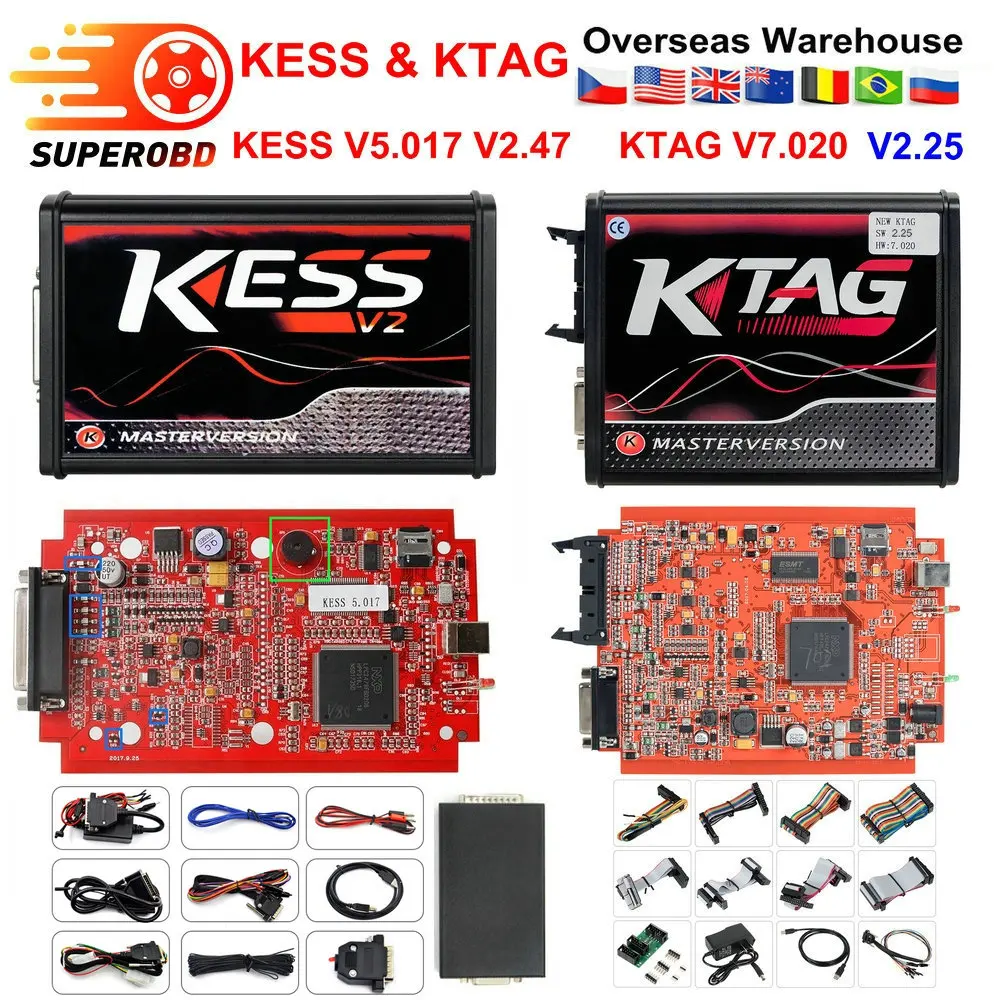 ЕС красный KESS V2 v5.017 мастер ktag v7.020 менеджер токарная обработка комплект без знака чтения Limited KESS V2.47 V4.036 Основной блок программатор системного блока управления
