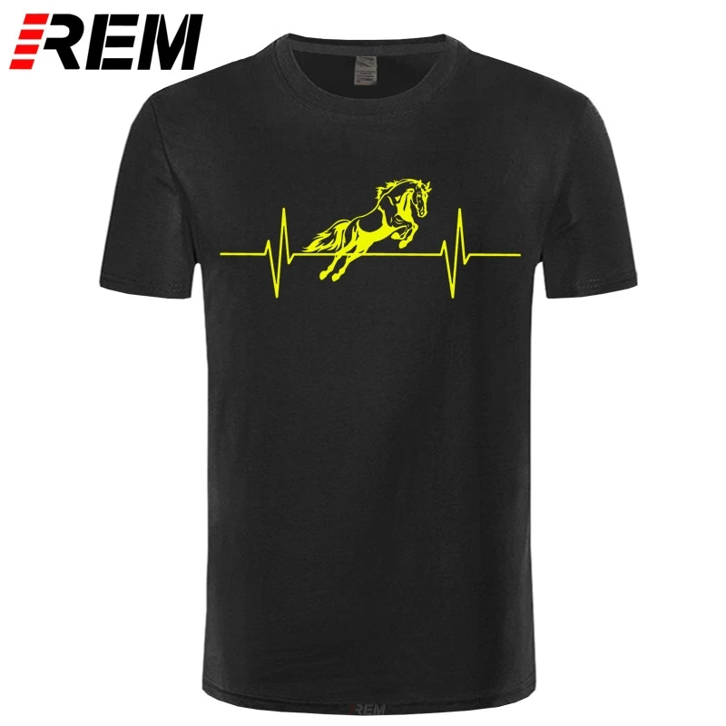 Men clothes Heartbeat Horse Mens Equestrian T Shirt Funny Fathers Gift Him Dad Birthday cotton short sleeve t-shirt tops | Мужская