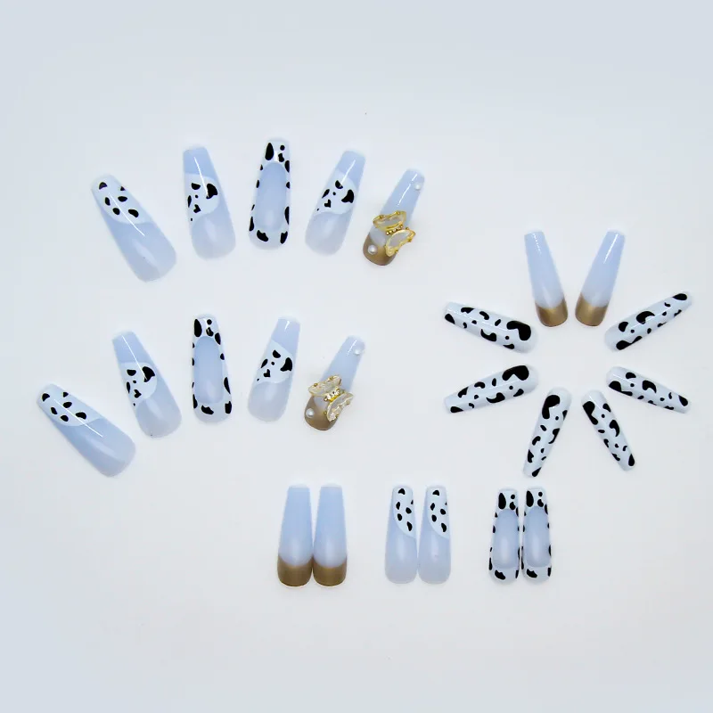 24 шт. накладные ногти в форме коровы бабочки