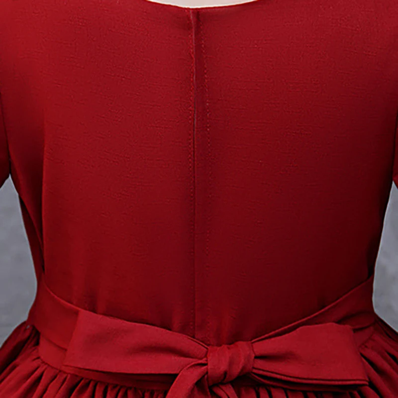 

Flower Girl Dresses Full Tulle Luxury Burgundy Ball Gown Ankle-Length Ruffles Luolita Lace O-Neck Kids Party Princess Skirt D335