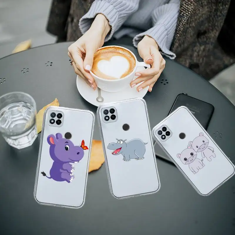 

Cartoon ippopotamo animale Phone Case Transparent for Xiaomi redmi note 5 7 8 9 10 11 t S A lite pro high quality funda