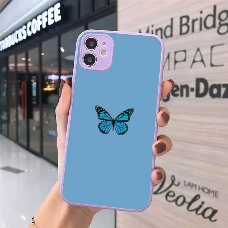 

Fashion Butterfly color animal pink Phone Cases Matte Transparent for iPhone 7 8 11 12 s mini pro X XS XR MAX Plus cover funda