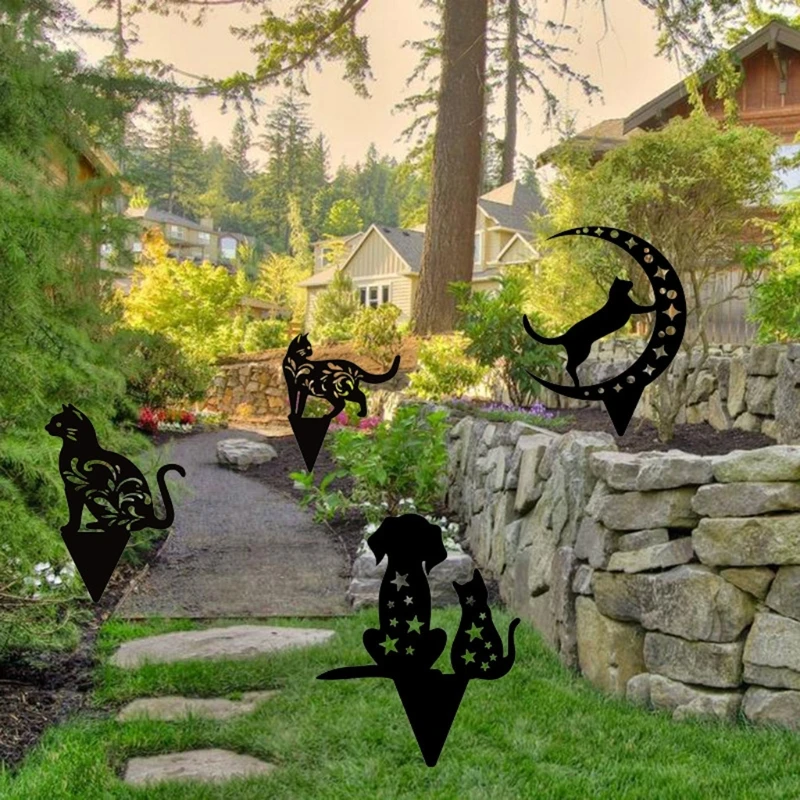 

LXAF Black Cat Silhouette Stake Yard Art Acrylic Garden Decoration Crafts Ornament