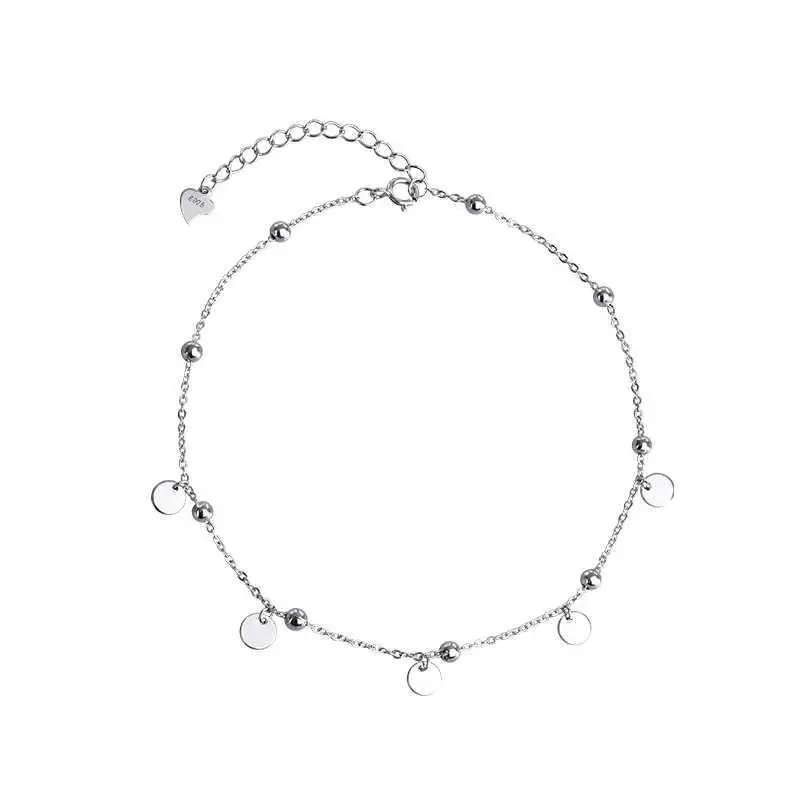 

Fengxiaoling Personality Wafer Anklets For Women 925 Sterling Silver Student Anklets Trendy Fine Jewelry Cute Accessories 2021