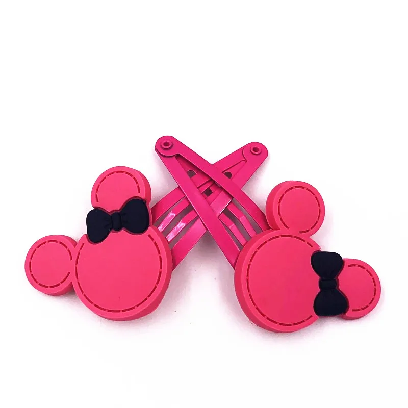 2 шт./компл. мультфильм Микки Минни значок заколки для волос ПВХ мягкие детей