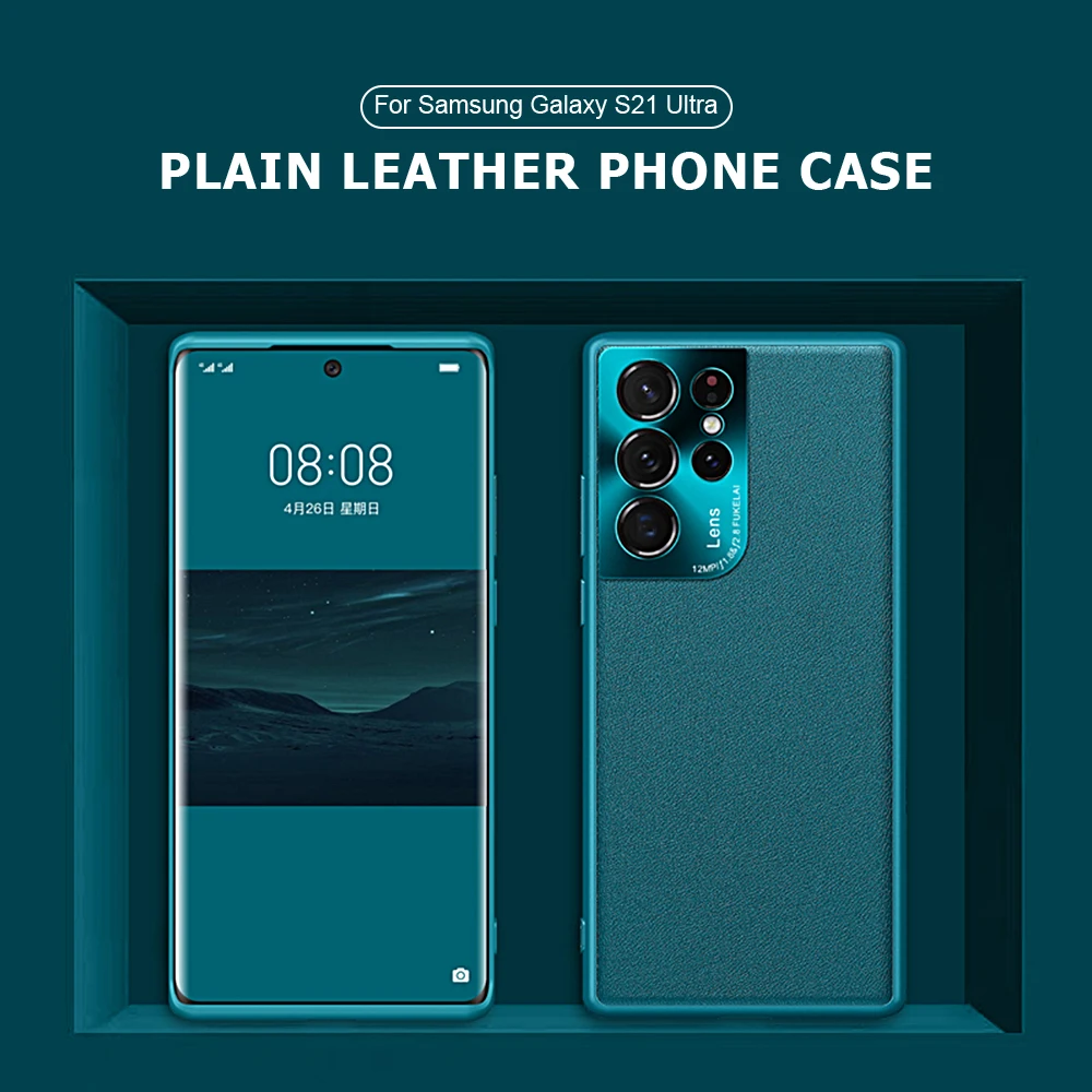 

Luxury Hardware plain leather phone Case For Samsung Galaxy S21 Ultra S21 Plus S20 FE Note 20 Ultra S21 Case Shockproof PC Cover