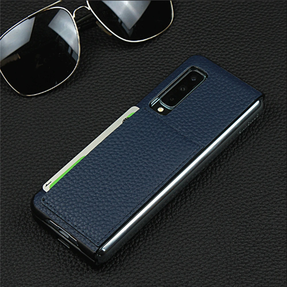

Genuine Leather Flip CaseAnti-knockCaseLuxury Protective Shell Shockproof HardCover Litchi Grain for Samsung Galaxy Fold