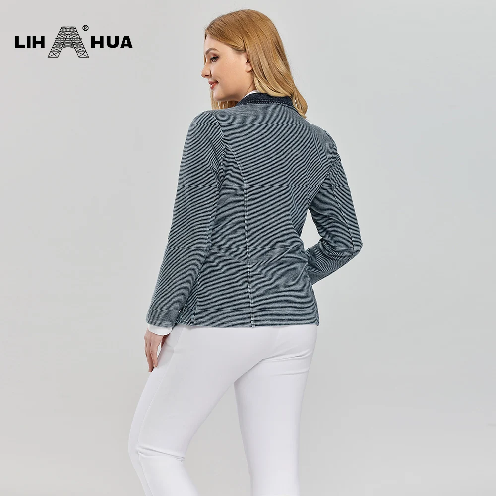 Женский Повседневный модный джинсовый костюм LIH HUA большого размера стрейчевая