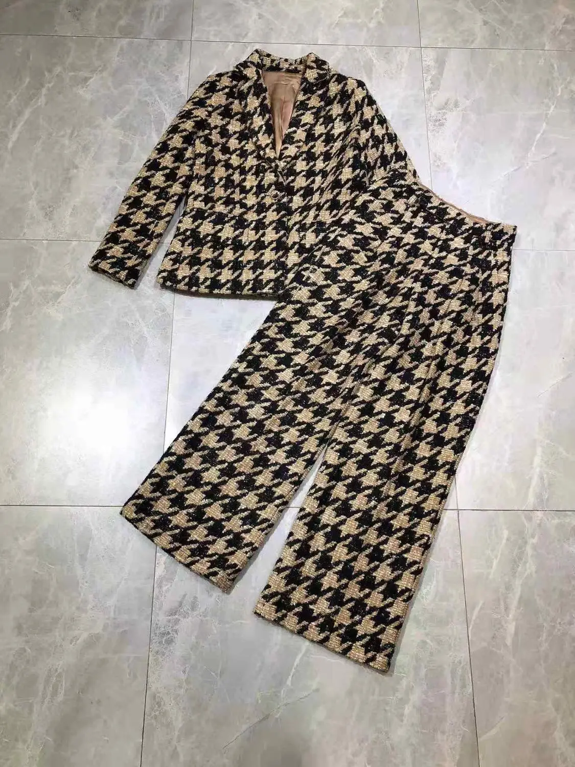 2019 AW Новый женский комплект из двух предметов с брюками винтажный