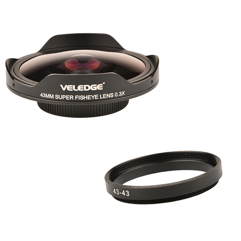 

For Video Cameras Camcorders Wide Angle Adapter Ring 37MM / 43MM 0.3X Ultra Fisheye Wide Lens Adapter With Hood Only