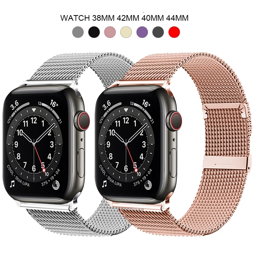 

Milanese Loop Strap for Apple Watch Series 6/SE/2/3/4 Band 42mm 44mm Stainless Steel Bracelet for Iwatch 5 1 38mm 40mm watchband