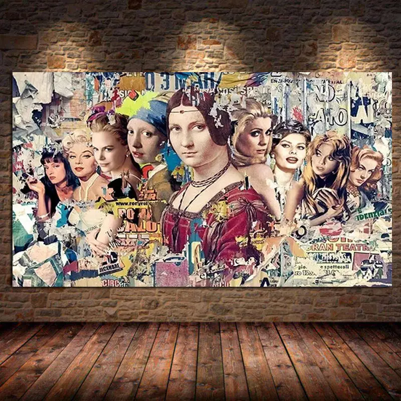 Известный Для женщин Коллекция Мона Лиза и холст с Мерилин Монро живопись плакат