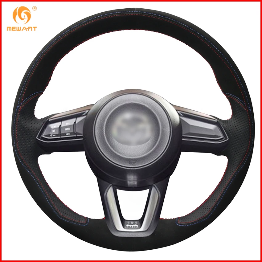 MEWANT черный кожаный замшевый чехол на руль для Mazda 3 Axela 2017 6 Atenza 2018 CX 5 CX5 9|steering wheel