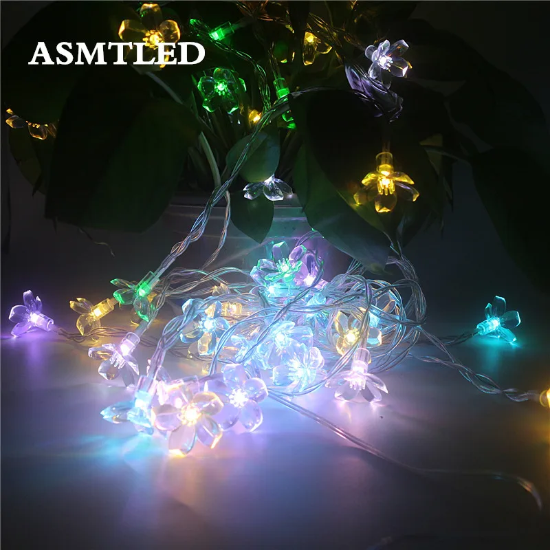 ASMTLED DC5V 10m 60 LED Полноцветная гирлянда USB сказочные микро цветущие вишни прозрачный