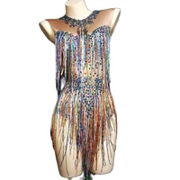 sexy tassel jumpsuits women latin dancer singer stage performance costume prom nightclub party outfit catwalk costume