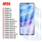 4 шт. защитное стекло на Redmi Note 10 10 Pro 9 9 Pro 8 8 Pro 7 10S 9S 8S 10T 9T закаленное стекло для Redmi 9 9A 9C 9T 8 8A 7 7A