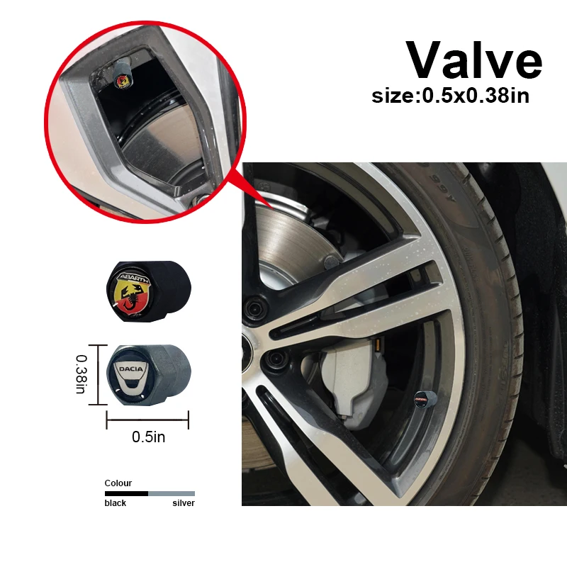 

4pc Car Tire Valve Metal Black Silver Hexagon Valve for Mitsubishi L200 2007 Outlander 3 Xl Lancer 10 Pajero Auto Accessories