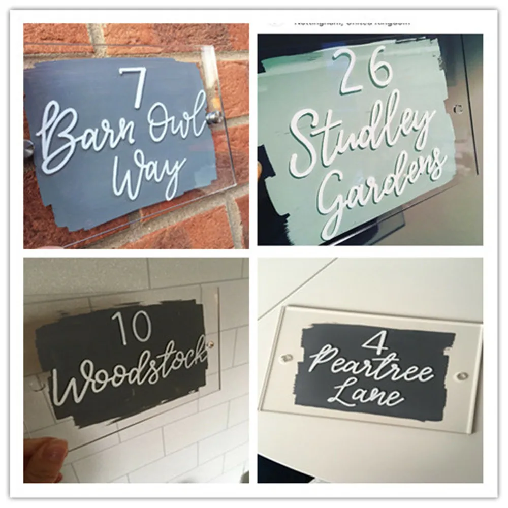 

House Sign Plaque Door Number Street Acrylic Name Modern Personalised Address