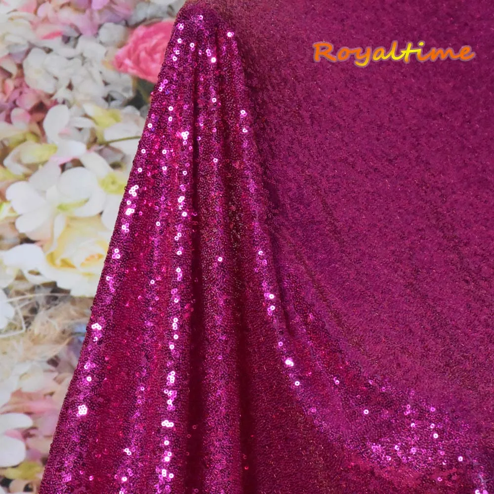 Fuchsia Royaltime Мерцающая неоновая зеленая блестящая ткань по двору двухсторонняя эластичная вышитая сетка африканская кружевная ткань для шитья платья - Цвет: Fuchsia