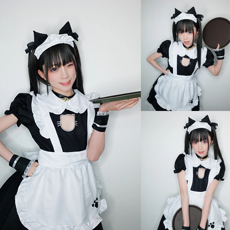 Amine Cute Lolita French Cat Maid Outfit Gothic Cosplay Lolita Dress Girls Woman Waitress Uniform Party Stage Costumes Vestidos