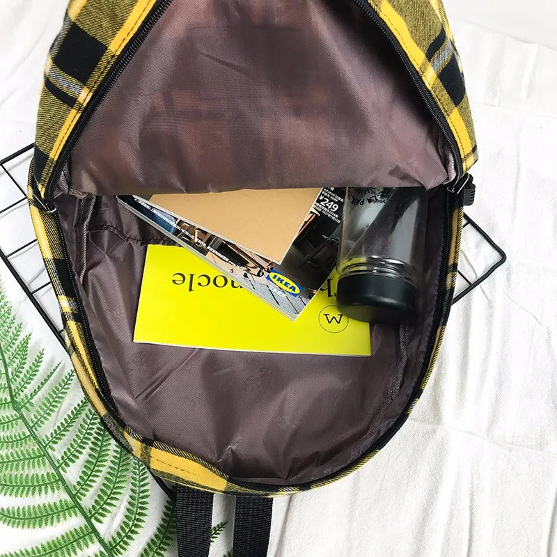 

New Trend Female Backpack Canvas Lattice Women Backpack Solid Color Teenage Girl School Bags Fashion Women Shoulder Bag