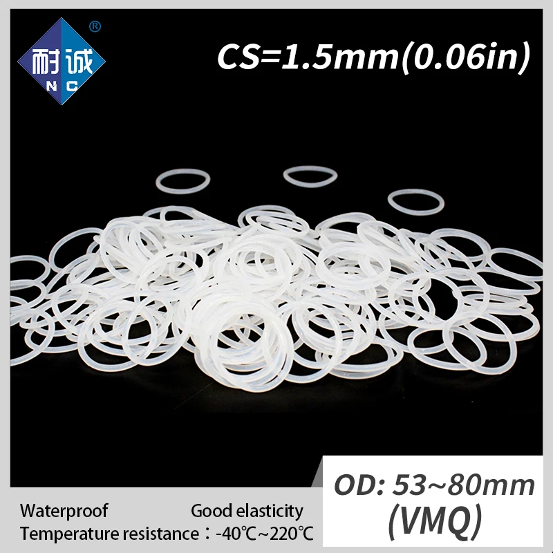 1 шт./лот Силиконовое резиновое уплотнительное кольцо VMQ CS 5 мм OD52/55/60/65/70/72/75/80