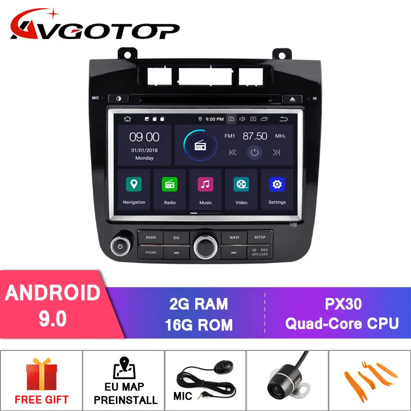 AVGOTOP Android 9 0 4 Гб + 64 ГБ Автомобильный dvd плеер для VW TOUAREG 2012 2015 ips HD экран