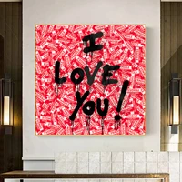 graffiti pop art i love you letter canvas paintings wall street art posters and prints decorative pictures for home decor