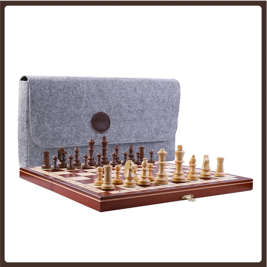 Luxury Wood Chess Tournament Family Portable Professional Original Official Gilded Coordinate International Chess Ajedrez Gifts enlarge
