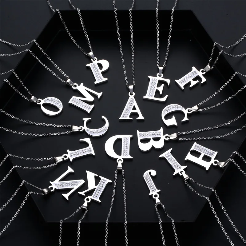 

Алфавит дневные буквы Женская циркониевая цепочка в стиле хип-хоп подарок на свадьбу 26 инициальных ожерелий ювелирные изделия