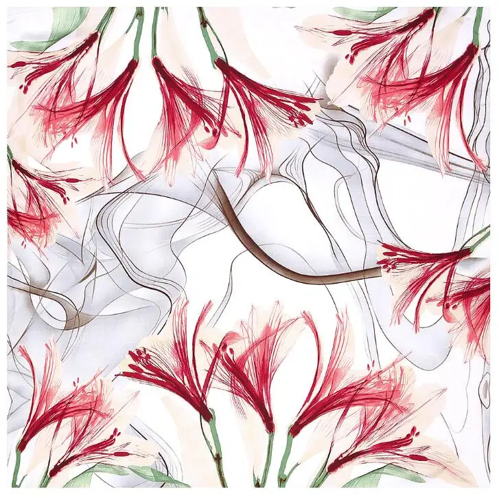 Роскошный брендовый квадратный шарф для женщин шелковый с принтом лилии Женская