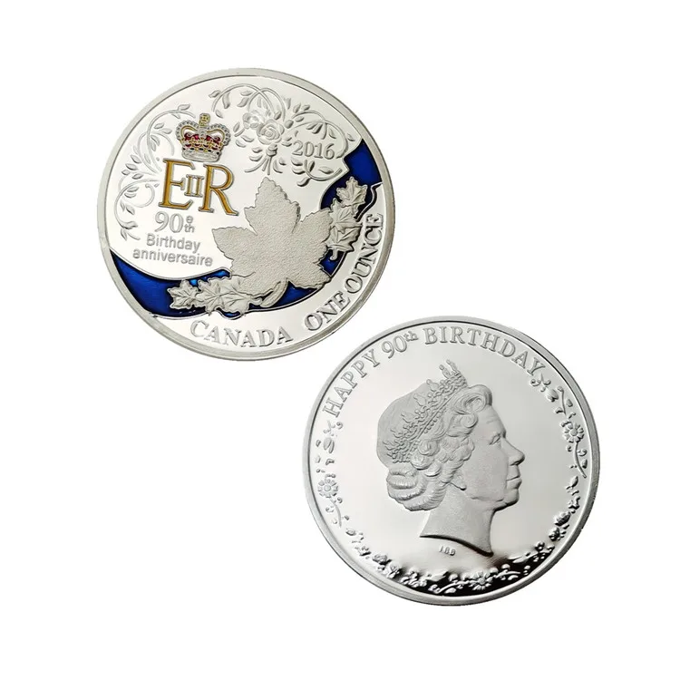 2016 г. эйир королева Англии день рождения 90-х Посеребренная монета Канада одна