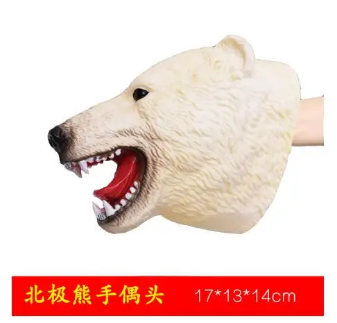 Polar bear Детские игры Акула динозавр ручная кукла мягкая резиновая голова животного руки куклы Реалистичная Акула Модель фигурка игрушки для детей Подарки - Цвет: Polar bear