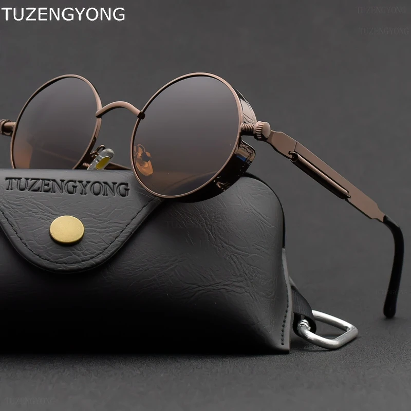 

Classic Gothic Steampunk Sunglasses Polarized Men Women Brand Designer Vintage Round Metal Frame Sun Glasses High Quality UV400