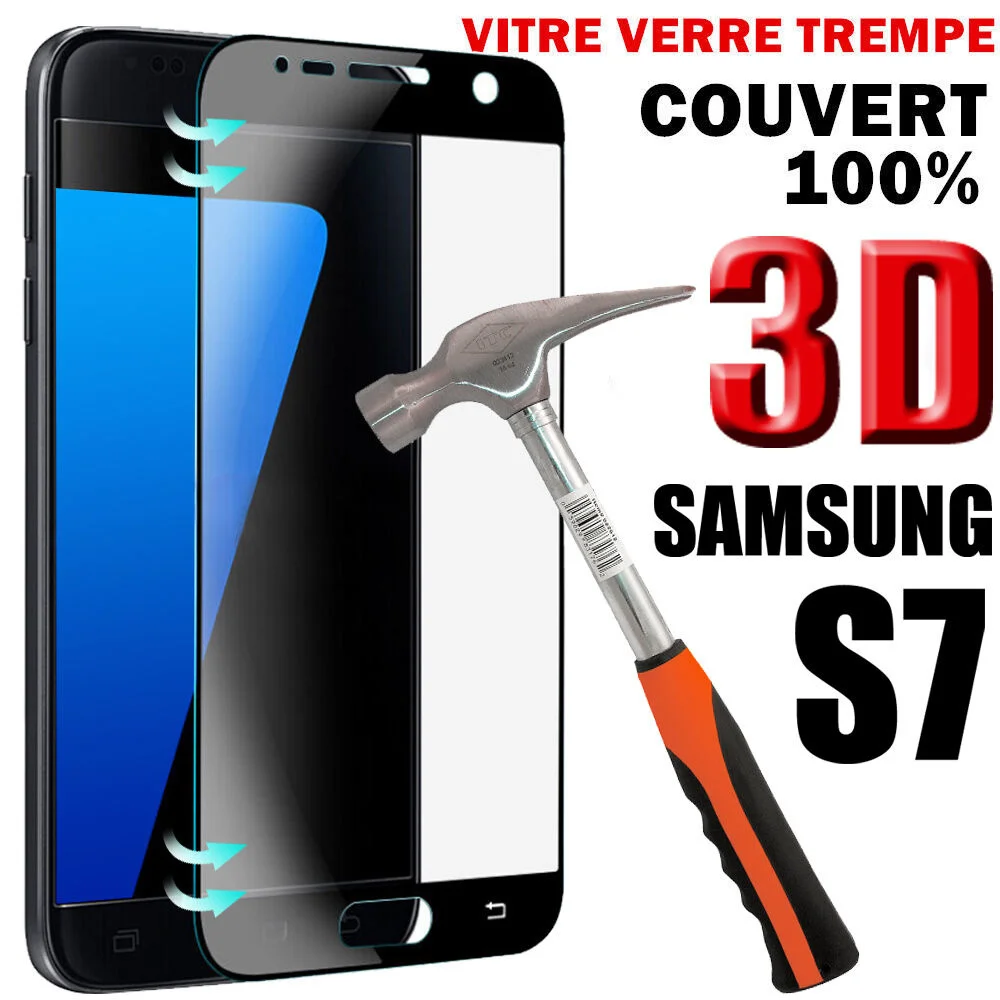 

For Samsung Galaxy S7 film protection d'cran Vitre Verre Trempe 3D intgral total