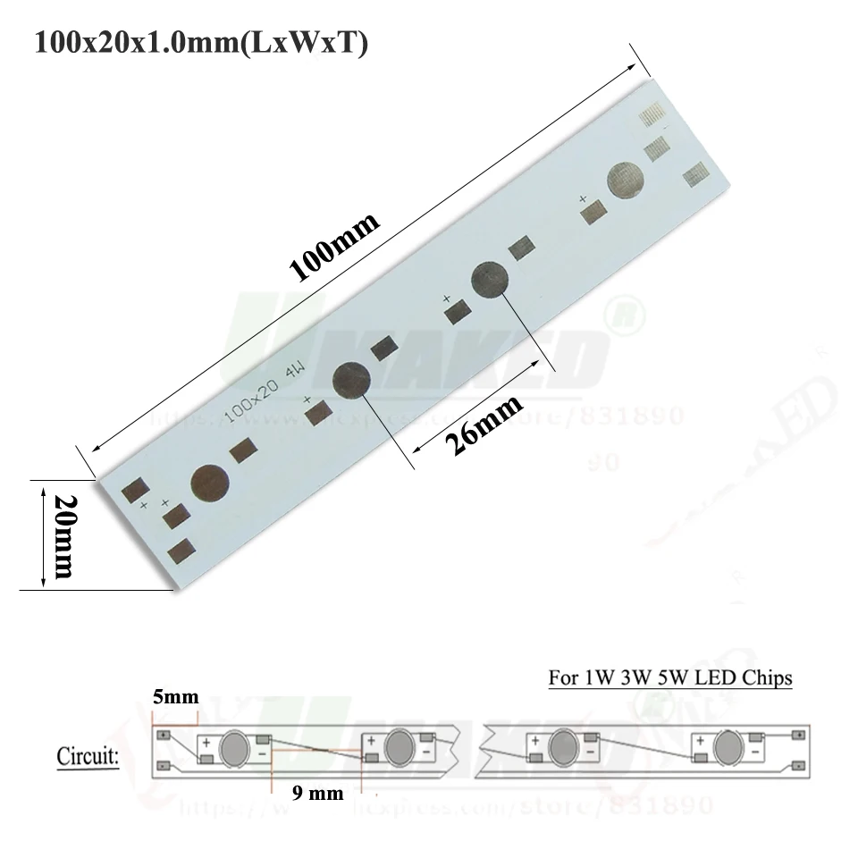 Светодиодный PCB 4 Вт 100 мм алюминиевая пластина 1/3/5 высокой мощности s instal