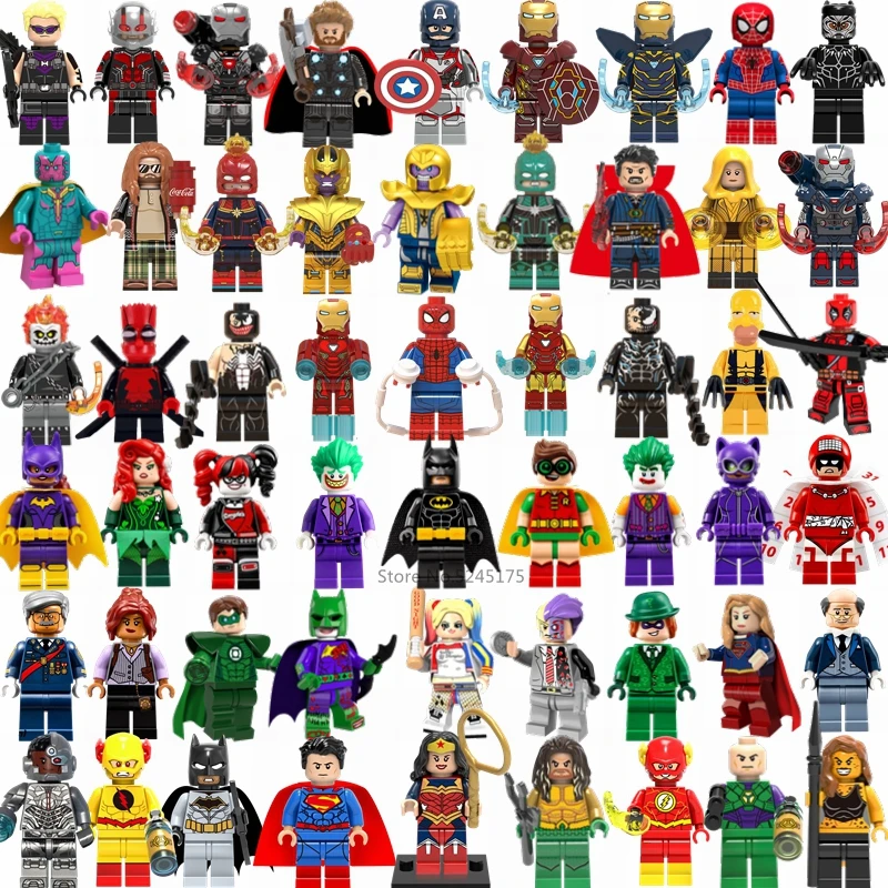 Marvel Super Heroes Thanos Iron Man Thor Hulk Spiderman Batman Avengers Building Blocks Figures Playmobil Toys for Children Gift