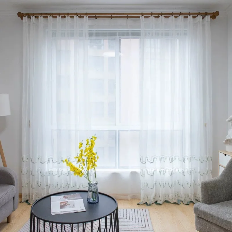 Китайские тюлевые занавески с геометрическим рисунком серая прозрачная ткань