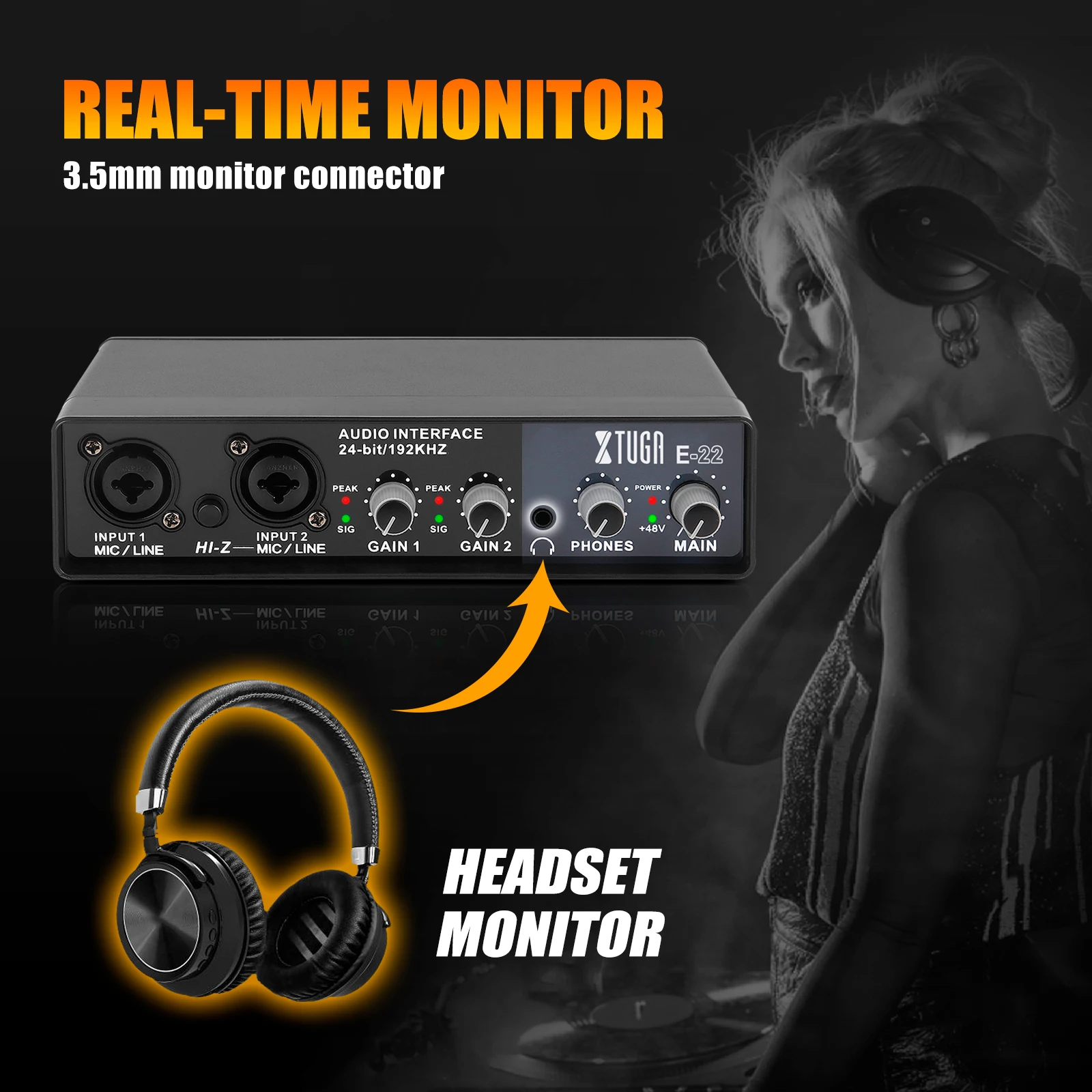 xtuga e22 audio interface soundkarte mit überwachung elektrische gitarre live aufnahme professional sound karte für studio singen free glo