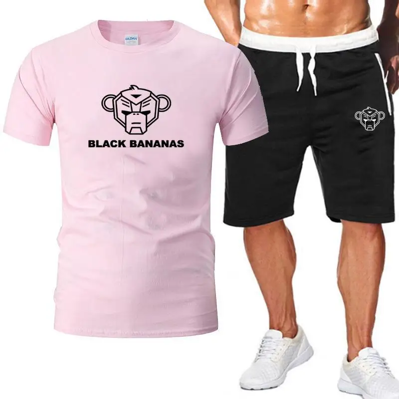 

Summer Leisure T-Shirt Shorts Men's Sports 2-Piece Set Of Pure Cotton Printing Quick-Drying Running Gym Fitness Sportswear