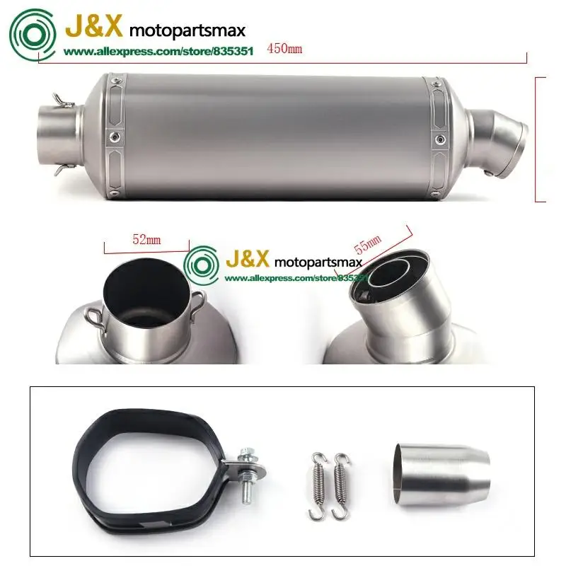 

Universal Motorcycle Exhaust Escape Muffler Pipe Z800 ZX14R ZX10R CBR500 RC390 F650GS F800GS GSR400 Z900 Ninja400 FZ800 FZ8