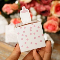 10pcs pink blue dot paper box feeding bottle design candy box for baby shower favors boy or girl gender reveal party supplies